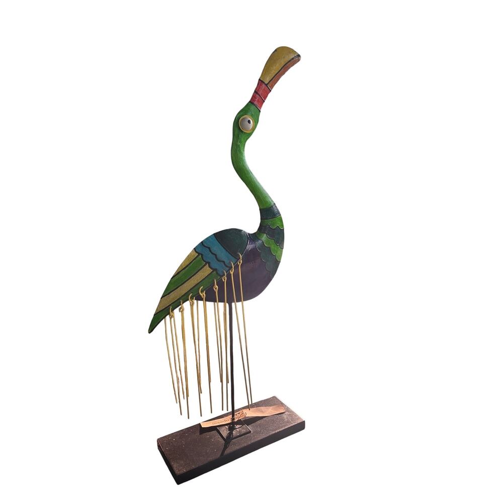 Enpekei metal art bird figure fun, whimsy, colorful one of a kind, artist made.